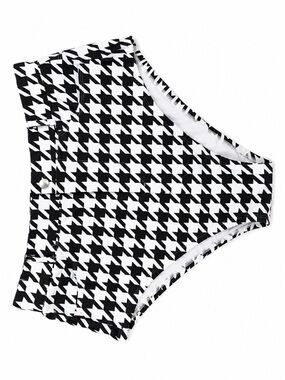 Alpine Black & White Houndstooth High-Waisted Bikini Bottoms XL
